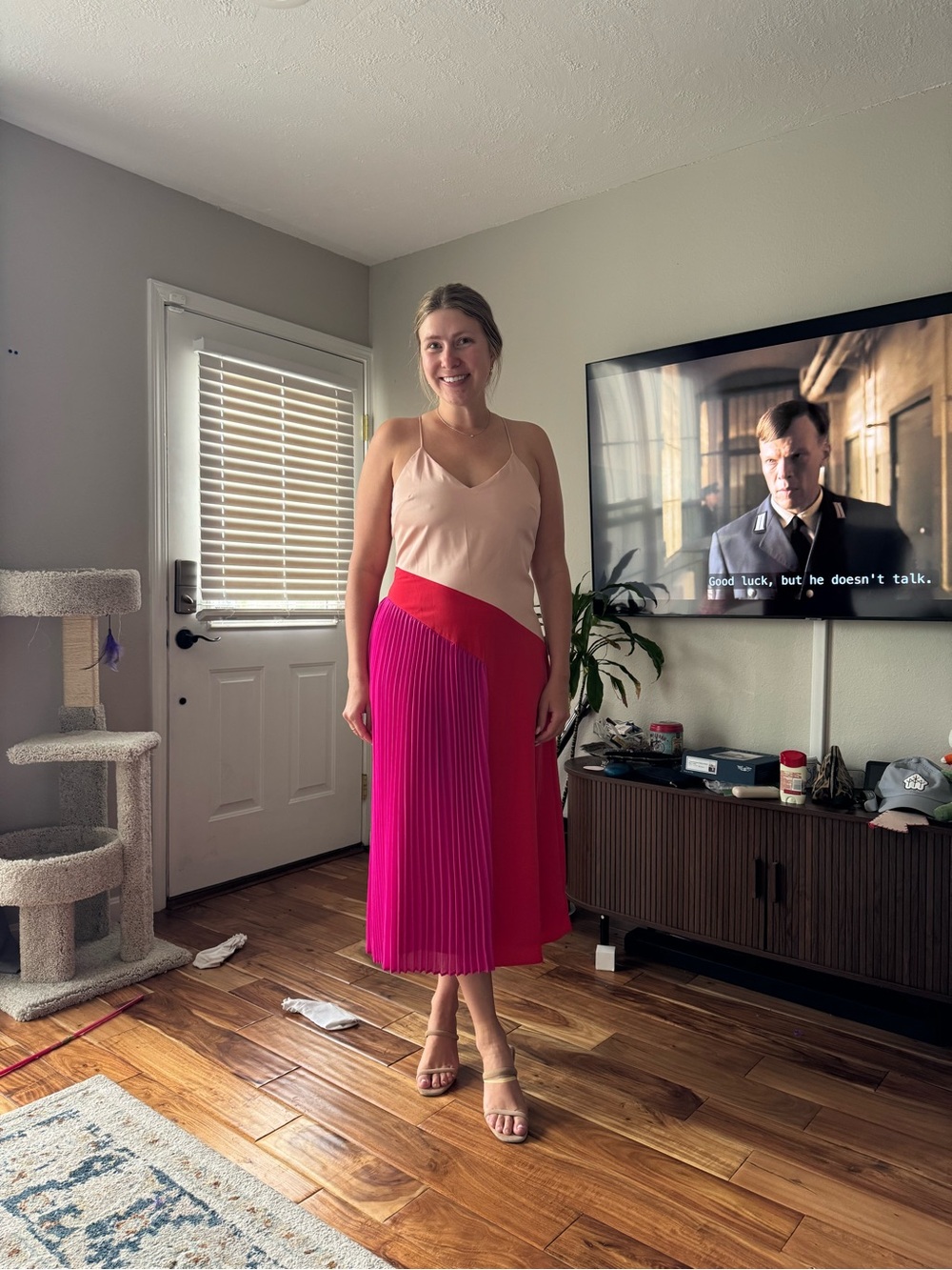 NWT Cushnie x Target Colorblock Pleated Midi Skirt in Pink and Red